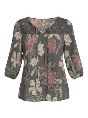 Iyla Women's Lace Trim Peasant Blouse, Sz XL